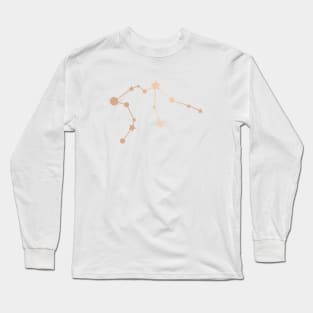 Aquarius Zodiac Constellation in Rose Gold Long Sleeve T-Shirt